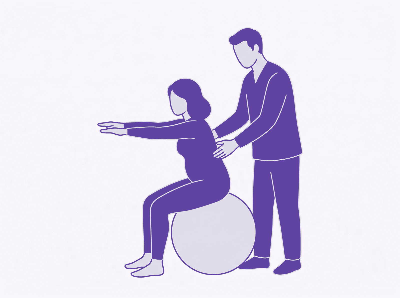 Decongestive exercise — editorial illustration of exercise-ball engagement