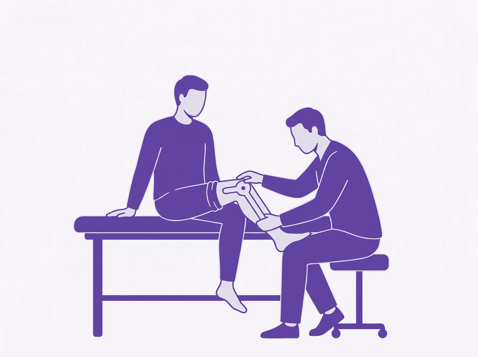 Functional evaluation — editorial illustration of goniometer range measurement