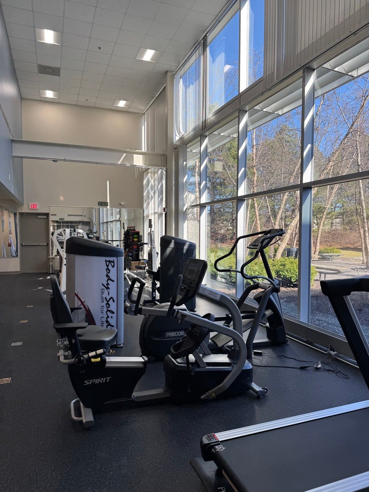 Modern rehab and exercise equipment in the light-filled LORC gym